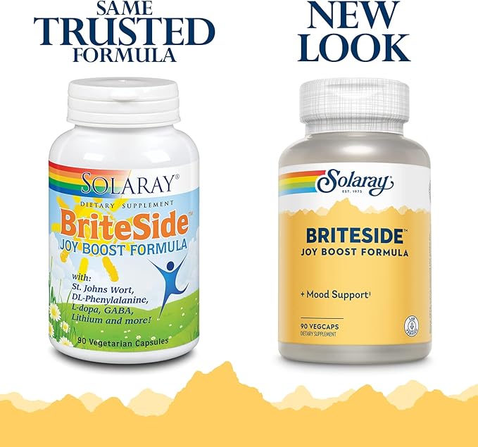 SOLARAY BriteSide - 90 Vegetarian Capsules - with St. Johns Wort DL-Phenylalanine (DLPA) L-Dopa GABA &amp Lithium
