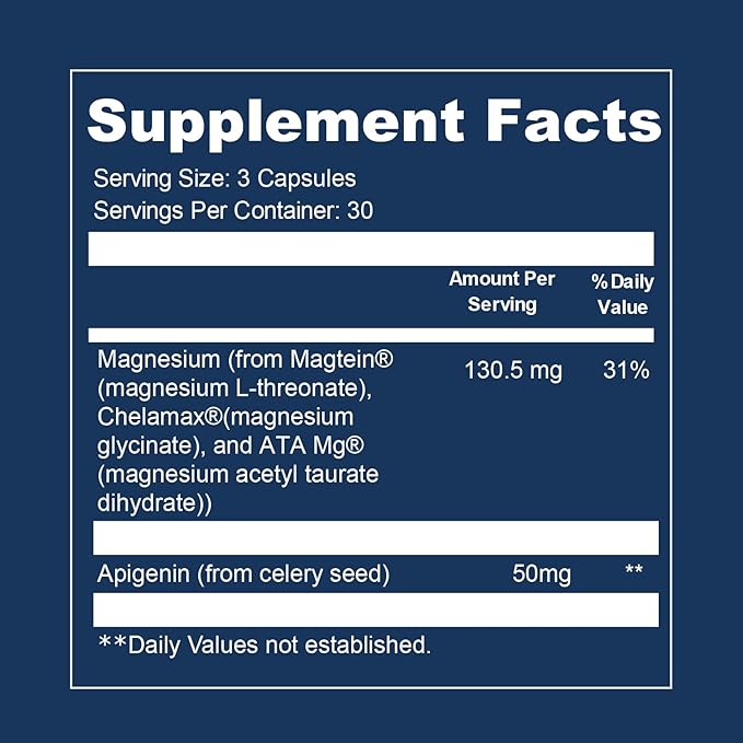 Opti + Triple Magnesium Complex Supplement | Brain Sleep Relaxation Support* | Magnesium L-Threonate Glycinate &amp Acetyl Taurate Blend | Made in USA | 90 Capsules/30 Servings