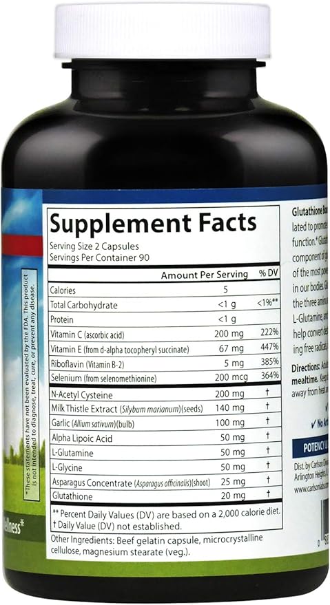 Carlson - Glutathione Booster Alpha Lipoic Acid Immune Support &amp Optimal Wellness Antioxidant 180 Capsules