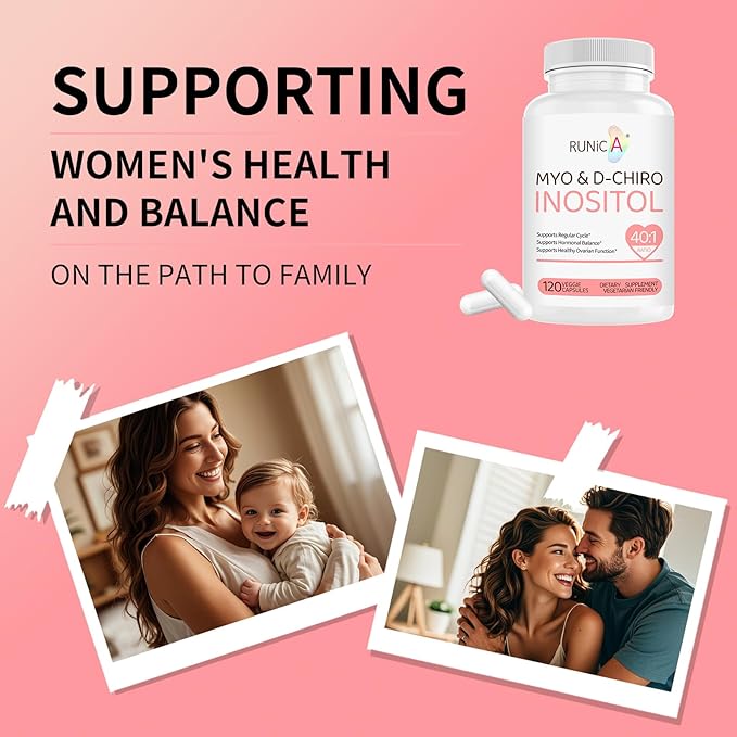 Myo-Inositol &amp D-Chiro Inositol (40:1 Ratio) - Supports Cycle Regularity &amp Ovarian Function - 240 Capsules 60-Day Routine Bundle