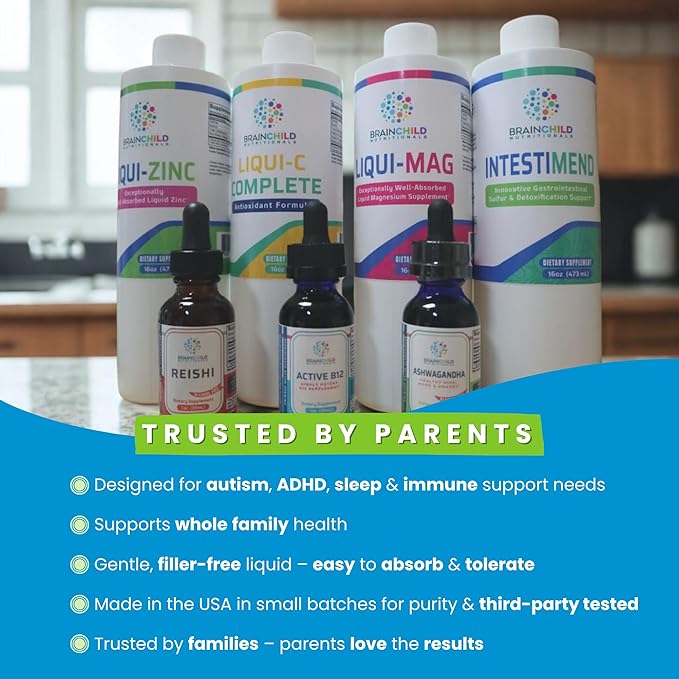 BrainChild Nutritionals Spectrum Support Minerals Liquid Supplement for Autism - Well Absorbed for Kids &amp Adults on the Spectrum Ultra-Colloidal Suspension Casein-Free Unflavored 16oz