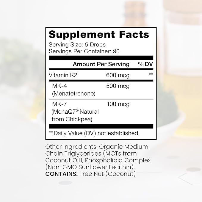Pure Therapro Rx Ultimate K2 Supplement | Liquid Liposomal Vitamin K2 Drops | 90 Servings | 600mcg Vegan K2 as MK4 &amp MenaQ7 MK7 | Supports Bone Health Heart Health Skin &amp Hair | 10 mL