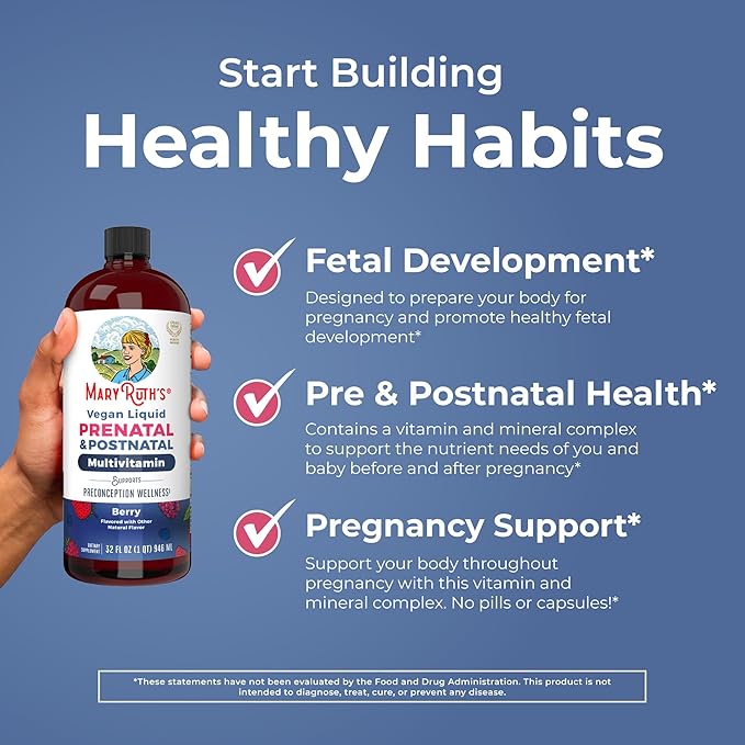 MARYRUTH'S Postnatal &amp Prenatal Vitamins for Women | Sugar Free | Selenium | Folate | Vegan | Non-GMO | Gluten Free | 32oz