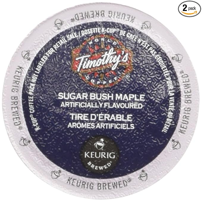 Timothy's World Coffee Sugar Bush Maple 24-Count K-Cups for Keurig Brewers (Pack of 2)