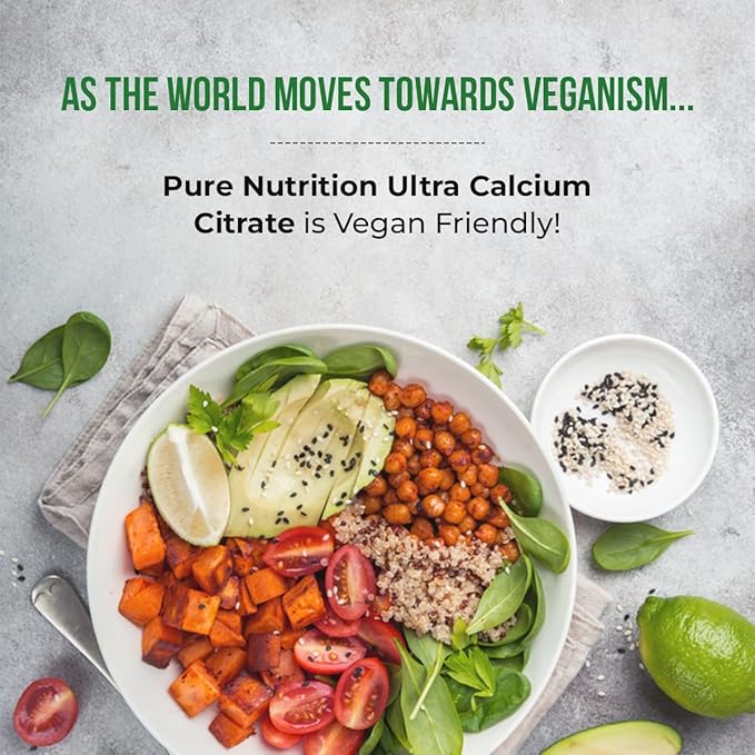 Pure Nutrition Ultra Calcium 1000mg with VIT D3 + K2 | 120 Tab | Calcium Supplement with Calcium Citrate Malate VIT D3 K2 Moringa Oleifera Magnesium and Zinc.