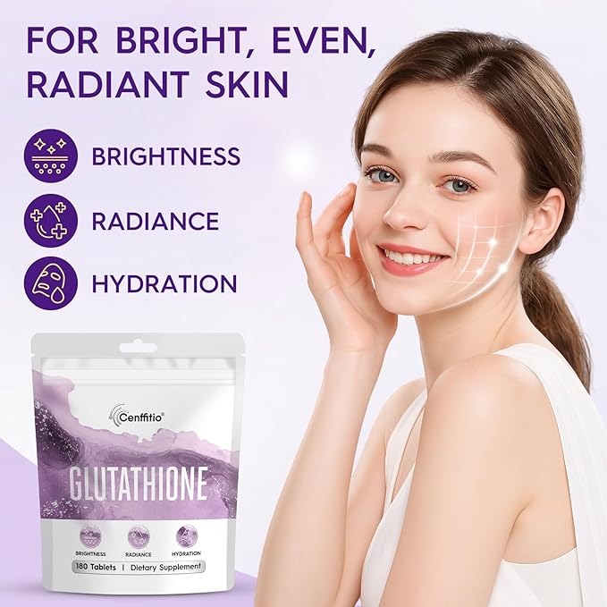 Glutathione Supplement – Skin Brightening Formula with Vitamin C Niacinamide Licorice Extract Collagen &amp Hyaluronic Acid – for Skin Brightness Radiance &amp Hydration – 180 Tablets