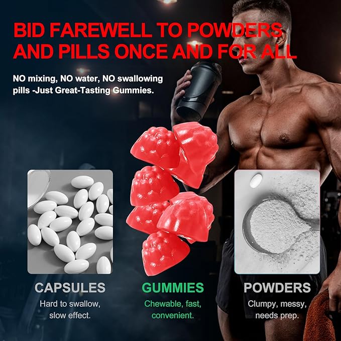Health4All Creatine Monohydrate Gummies 5g for Men &amp Women Creatine Gummy for Strength Energy &amp Muscle Growth Support Pre-Workout Supplement - Strawberry 120 Gummy