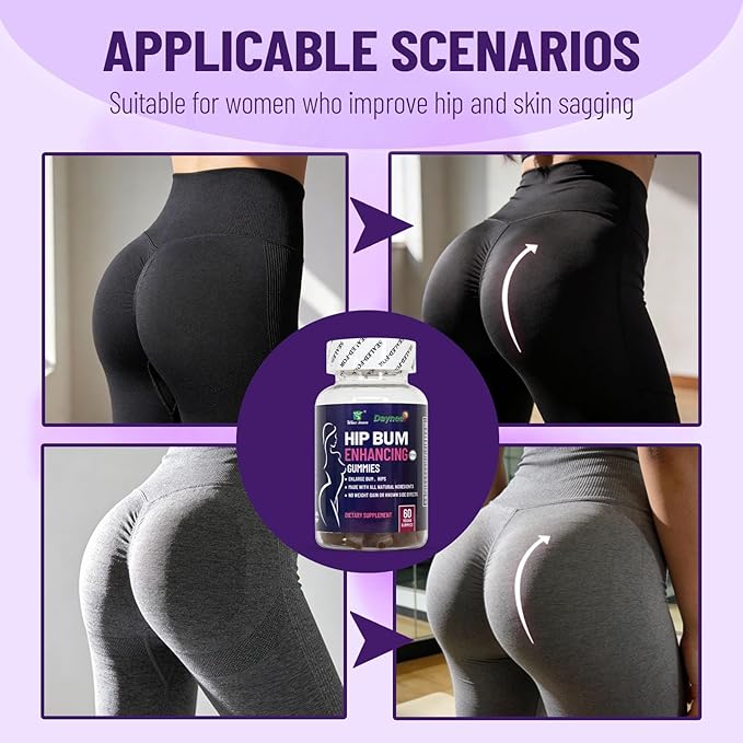 Hip Glute &amp Curve Support Gummies for Women Booty Multivitamins Supplements Support Muscle Tone &amp Feminine Silhouette 60 Count