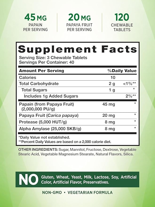 Nature's Truth Chewable Papaya Enzyme - 120 Tablets Pack of 6