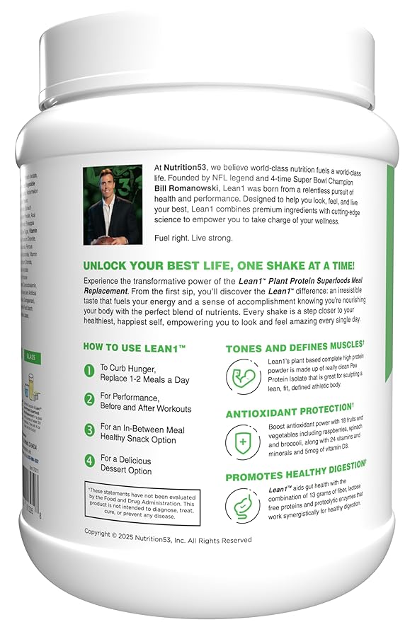 Lean1 Plant-Based Protein Powder Meal Replacement Banana Flavor 15 Serving