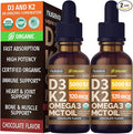 (2 Pack) Organic Vitamin D3 K2 Drops with MCT Oil Omega 3 5000 IU Maximum Strength Vitamin D Liquid No Fillers Non-GMO Liquid D3 for Faster Absorption and Immune Support (Chocolate 2 Fl Oz)