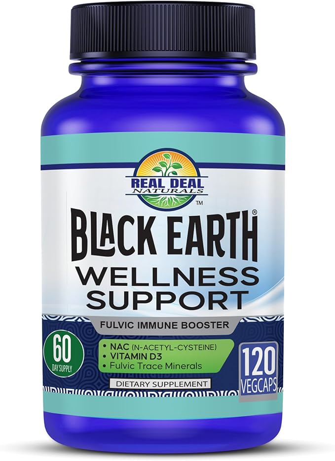 Black Earth Wellness Support 120 Vegcaps - Immune Formula 60 Day Supply with NAC Vitamin D3 Amino Acids Fulvic Acid Humic Acid Over 70 Trace Minerals - Nutritional Supplement for Winter Wellness
