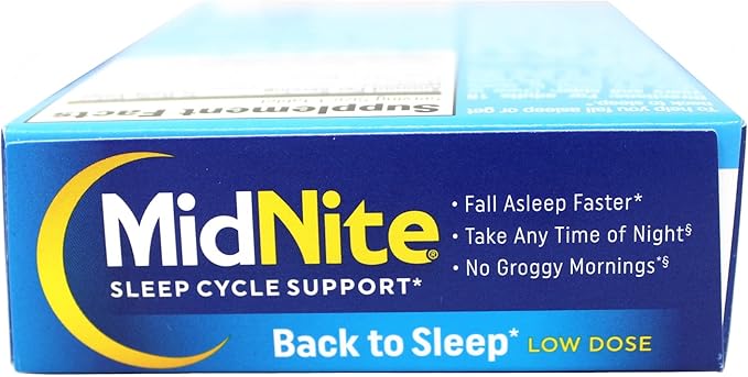 MidNite Sleep Cycle Support Back to Sleep Low Dose Melatonin &amp Herbal Blend Cherry Flavor 30 Quick Melt Tablets (Pack of 4)