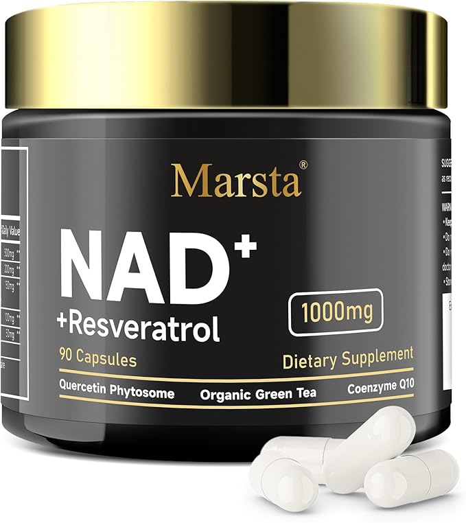 MARSTA Liposomal Resveratrol Supplement 1000mg Organic - Compatible with NAD+ for Cellular Energy &amp Anti-Aging Supports Focus &amp Stamina Non-GMO &amp Gluten-Free 90 Capsules