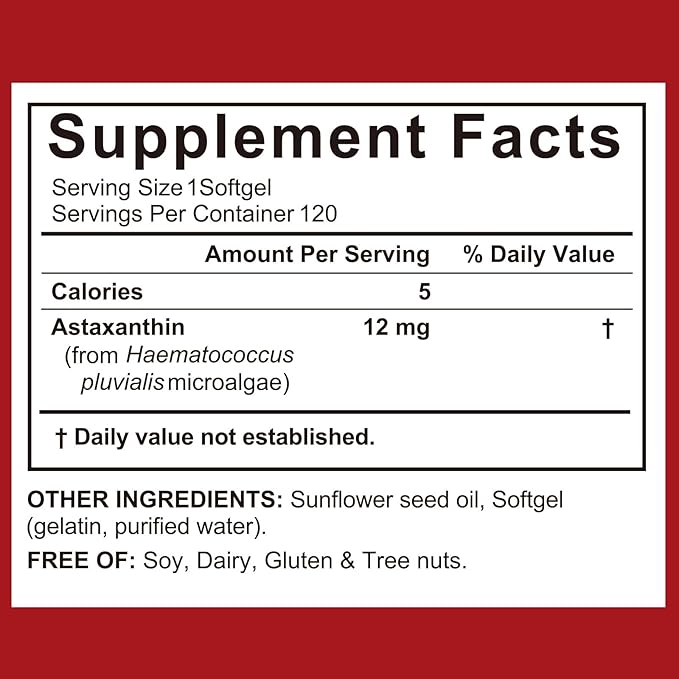 Astaxanthin 12mg 240 Softgels 8 Month Supply | Premium Astaxanthin Antioxidant Supplements - Supports Eye Immune Joint Skin Health and Internal Circulation Easy to Swallow Non-GMO