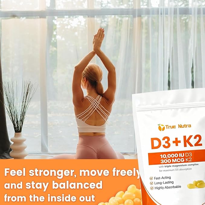 D3 K2Vitamin D3 K2 10000 IU Magnesium Supplement Non-GMO Gluten-FreeEnhance Energy300 Coconut Oil Softgels (1PCS)