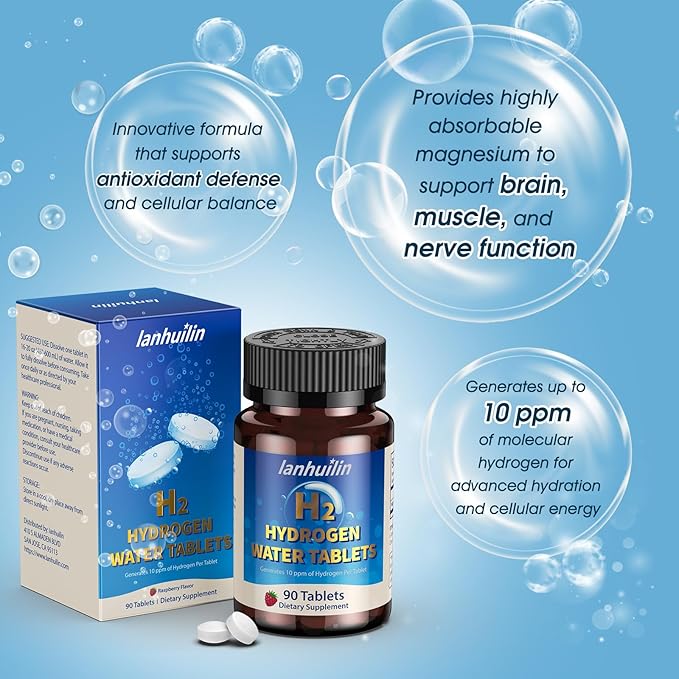 Hydrogen Water Tablets 150mg Magnesium – 10 PPM Molecular Hydrogen Tablets for Drinking Water Supports Healthy Aging Cellular Energy Recovery &amp Brain Health – Gluten-Free Raspberry 90 Tablets