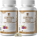 10-IN-1 Cortisol Supplements w/ KSM-66® Ashwagandha 300mg + L-Theanine 250mg Magnesium Glycinate Saffron Phosphatidylserine Turmeric &amp Vitamin C D3 B6 B5 For Women Men 120 Capsules 2 Pack