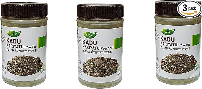(Pack of 3) Lion Ayurveda Kadu Kariyatu (Powder) (80gm Each) - by pharmacylife