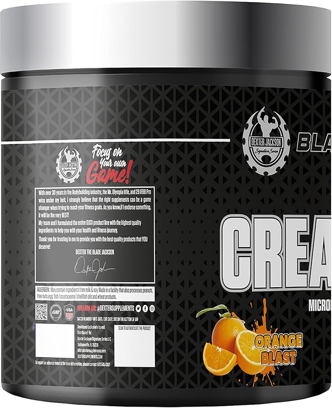 DEXTER JACKSON Black Series Creatine Hcl 1500mg | 300g (150 Serving Orange Blast)