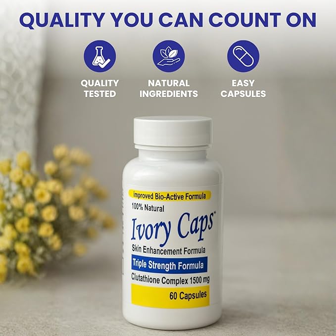 Ivory Caps Glutathione Complex 1500mg – Triple Strength Skin Enhancement Formula with Alpha Lipoic Acid &amp Milk Thistle – High Potency Glutathione Capsules – Vegan Non-GMO – 60 Capsules