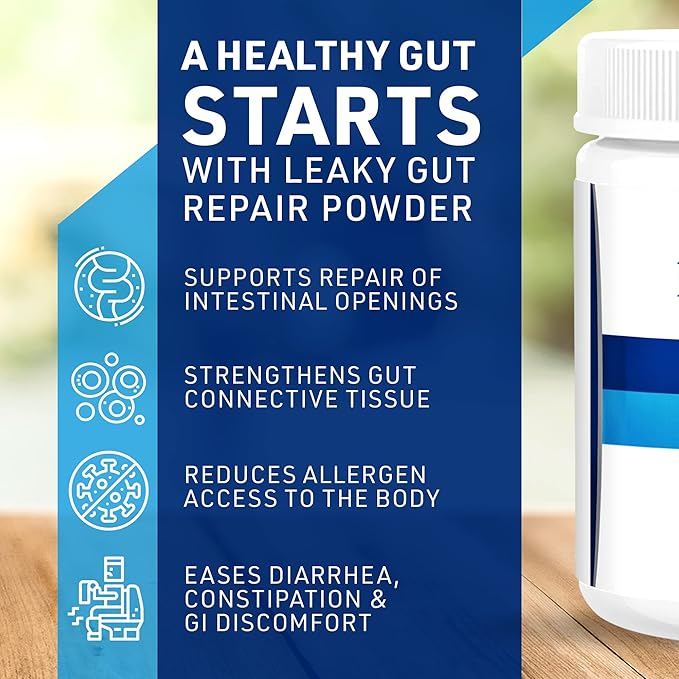 Leaky Gut Repair Supplement - Glutamine Slippery Elm Quercetin Licorice Root. Supports IBS Heartburn Bloating Gas Constipation SIBO Energy Levels Skin Unflavored Powder 180g
