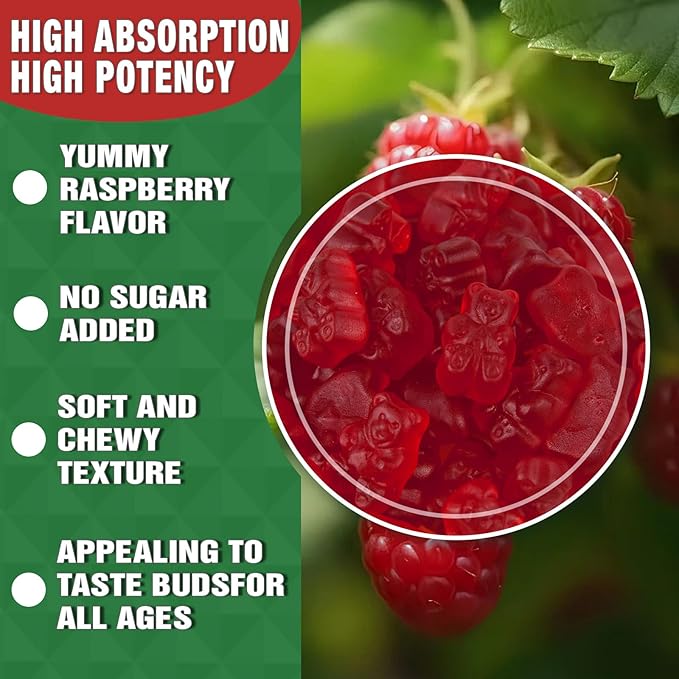 High Absorption Calcium Magnesium Zinc Gummies Sugar Free Calcium Magnesium Zinc Supplement with D3 | Bone &amp Teeth Strength | Muscle &amp Nerve Function | Vegan | Raspberry Flavor | 2 Pack