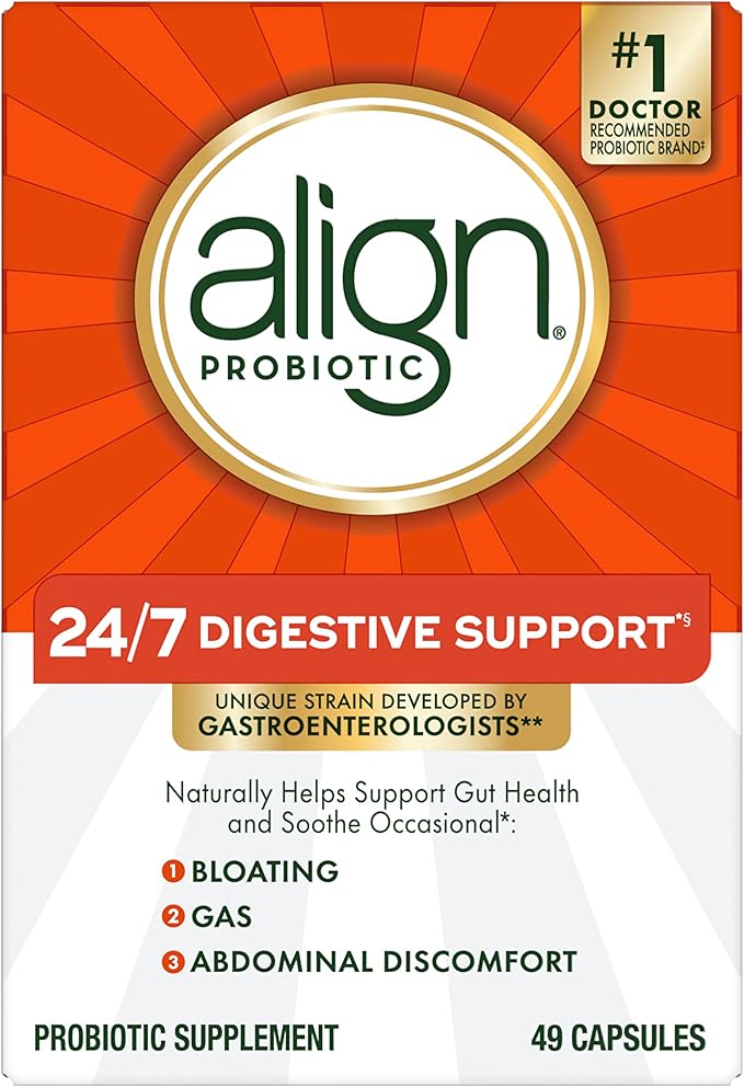 Align Probiotic 24/7 Digestive Support*§ Probiotics for Women and Men Probiotics for Digestive Health Men and Womens Probiotic Capsules Help Relieve Occasional Bloating &amp Gas* 49 Capsules