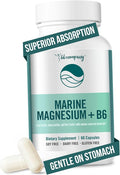 Ocean Magnesium 200mg Aquamin | More Soluble Than Magnesium Glycinate | Whole Food Mag B6 Supplement for Women | Gentle on Stomach &amp Vegan | Sleep Support Calms Nerves &amp Leg Cramps | 60 Ct