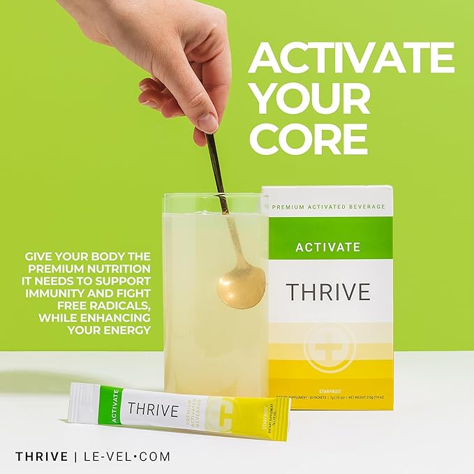 Thrive Activate Energy Drink Mix Focus &amp Performance Powder with Vitamin B12 Vitamin C E &amp Zinc L Carnitine L Taurine and Caffeine Gluten Free Sugar Free Starfruit 30 Drink Mix Packe