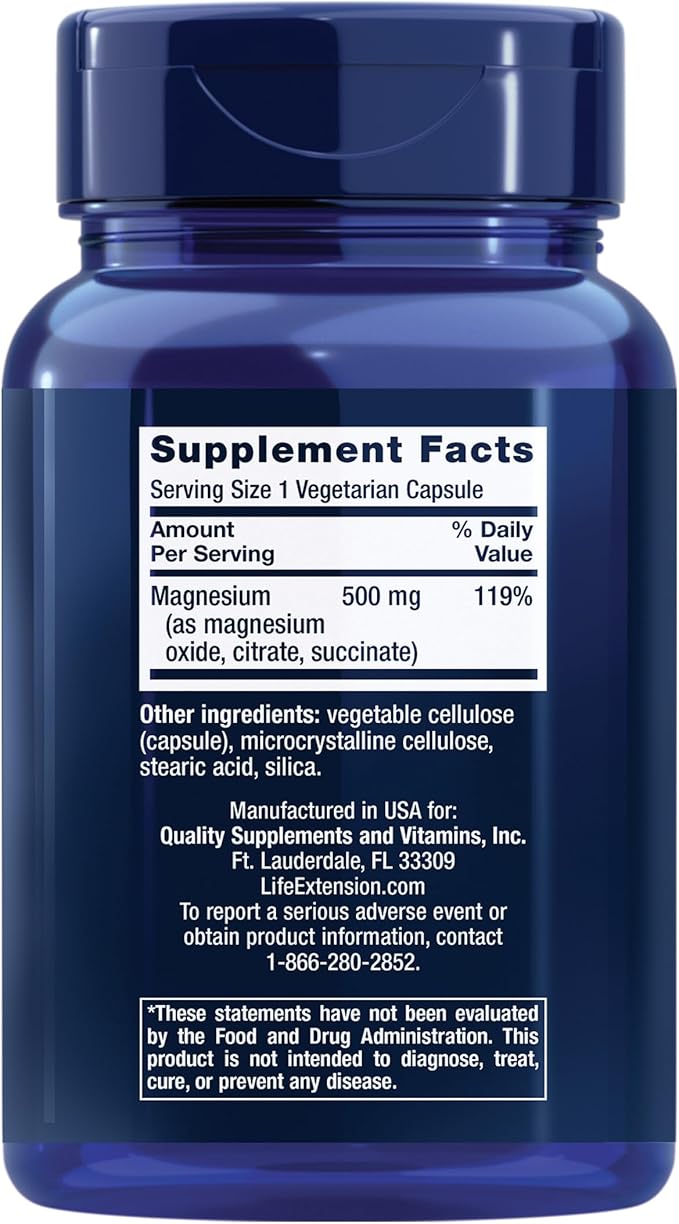 Life Extension Creatine Capsules 120 Count &amp Magnesium Caps 500mg 100 Count - Muscle Strength Heart Health