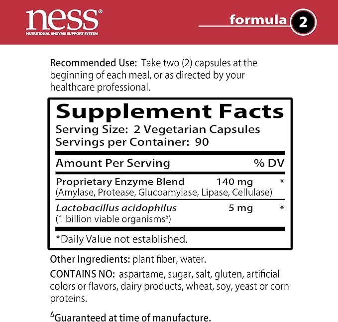 Ness® Starch Digest | Multi-Enzyme Digestive Supplement with Probiotics | Supports Carbohydrate Digestion | Amylase Enzyme Blend with Lactobacillus Acidophilus | 180 Vegetarian Capsules