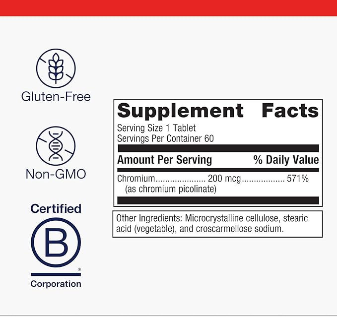 Metagenics Chromium Picolinate - Bioavailable Chromium for Metabolism Support* - Essential Trace Mineral - Non-GMO Vegetarian Gluten-Free - 200 mcg - 60 Tablets