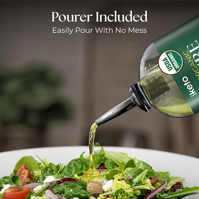Keppi Keto Organic MCT Oil - Flavorless C8 Non-GMO Certified Gluten-Free Palm Oil Free Vegan Kosher Halal 32 oz Coconut Oil