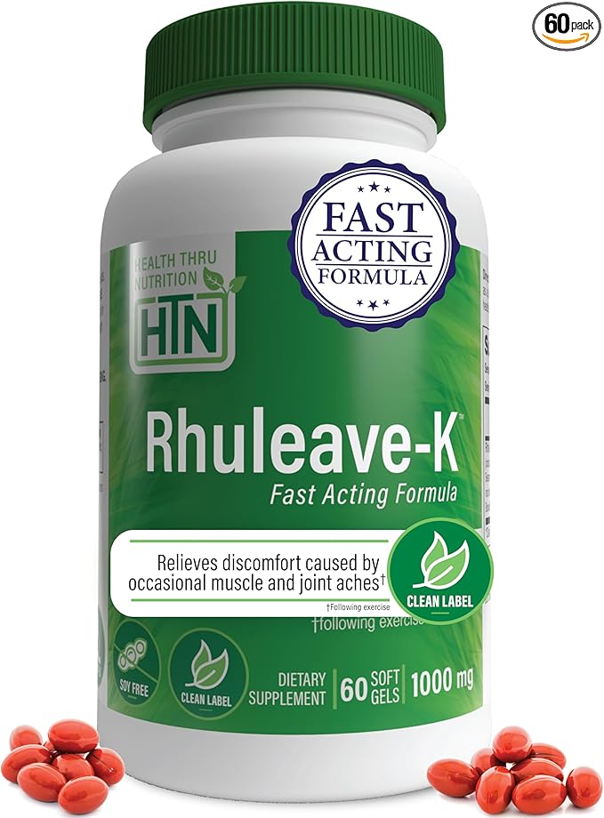 Health Thru Nutrition Acute Formula | Rhuleave-K 1000mg Curcumin Boswellia and Black Sesame Seed Oil | Joint and Muscle Fast Acting | Clinically Studied | Non-GMO (Pack of 60)