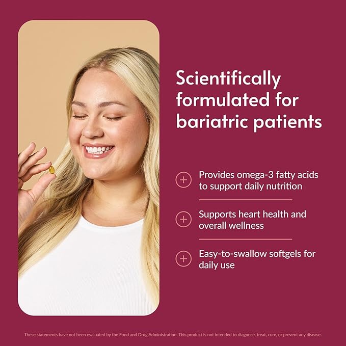 Bariatric Advantage Omega-3 300 EPA DHA Fish Oil Capsules Concentrated Source of Fatty Acids from Sustainably Sourced Cold Water Fish - Lemon Lime 270 Softgels