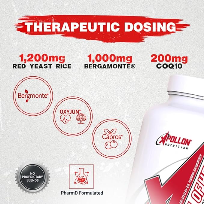 Apollon Nutrition Full of Heart – Comprehensive Cardiovascular Support | Bergamonte Red Yeast Rice CoQ10 | PharmD Formulated | 240 Capsules (30 Servings)