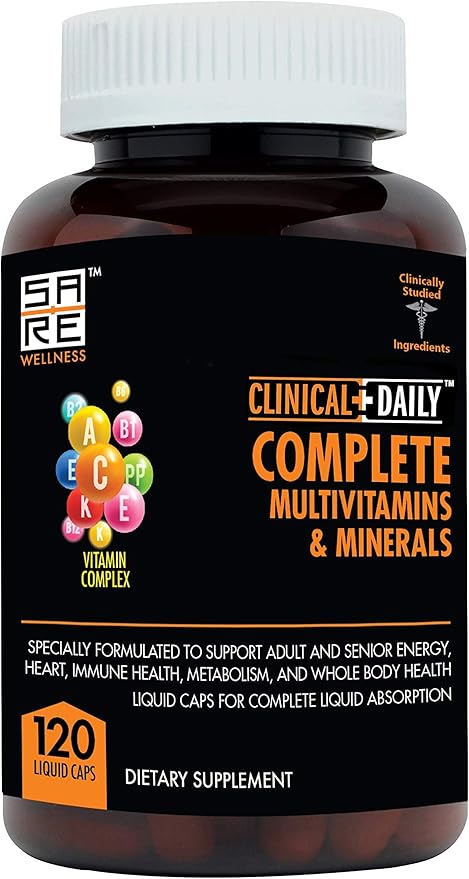 Clinical Daily Complete Whole Food Multivitamin Supplement for Women &amp Men - Complete Liquid Vitamin Absorption! 42 Superfood Fruits Vegetables - Young Adult to Senior - 120 Liquid Capsules