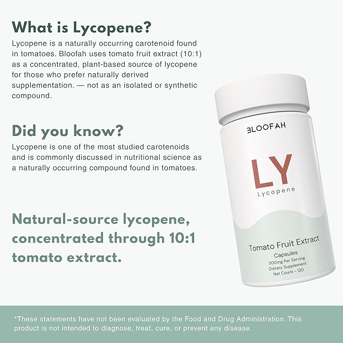 500mg Lycopene Supplement Tomato Extract 10:1 Capsules - 120 Count | 100% Pure Non-GMO &amp Gluten Free Formula | Natural Carotenoid Supplement for Health and Wellness Support