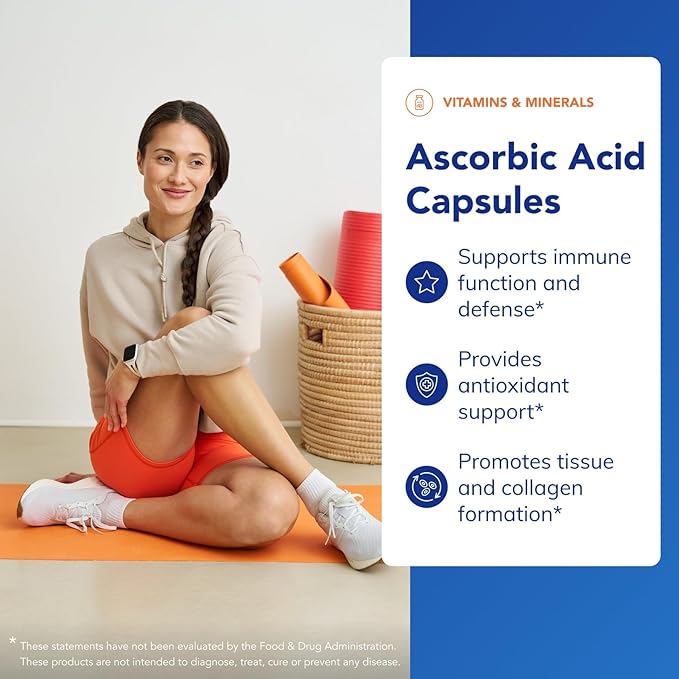 Pure Encapsulations Ascorbic Acid Capsules - 1000 mg Vitamin C - Antioxidant &amp Immune Support* - High-Potency Vitamin C - Vegan &amp Non-GMO - 250 Capsules