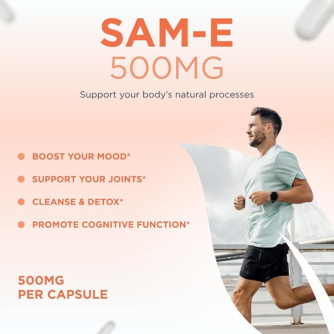 Bioactive SAM-e 500mg - High Strength SAM-e Supplement with Biologically Active SS Form for Liver and Mood Support - Vegan Non-GMO Preservative Free - Made in the US (120 Servings)