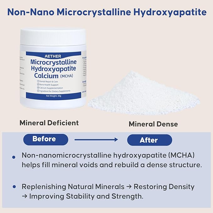 Microcrystalline Hydroxyapatite (MCHA) Powder Non-Nano Natural Calcium Phosphate Bovine-Derived Raw Ingredient Fine Powder for Formulation &amp DIY Use 1.06 oz (30g)