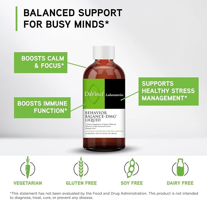 DAVINCI Labs - Behavior Balance - DMG Liquid - A Dietary Supplement to Support Balanced Behavior and Manage Stress - 10.14 Fl Oz (60 Servings)