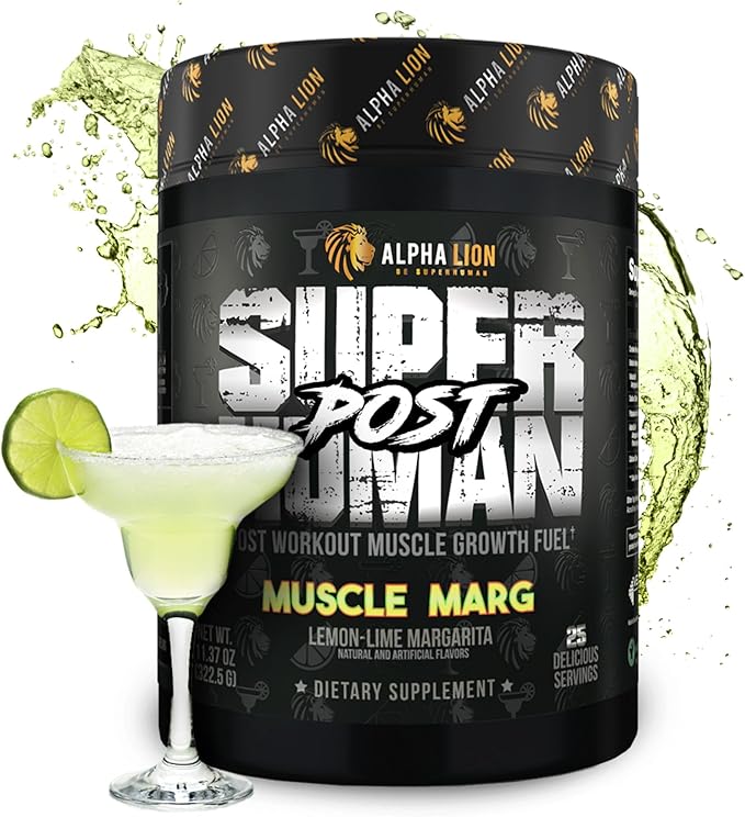 Alpha Lion Superhuman Post Workout Powder Muscle Builder Drink Creatine Monohydrate + More for Lean Muscle Growth Strength &amp Volume Supplement for Women &amp Men (25 Servings Muscle Marg)