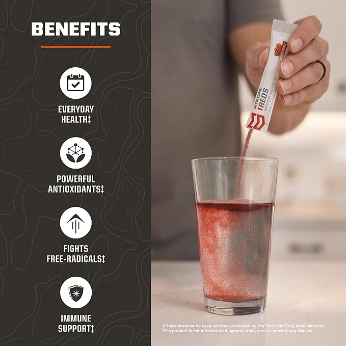 MTN OPS Reds Super Reds Antioxidant Drink Powder Daily Health Blend with Phytonutrients Free Radical Support 30 On The Go Stick Packs