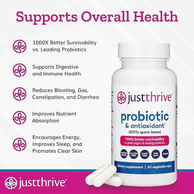 Just Thrive Core Health Complete Capsules Bundle – Probiotic PREbiotic Daily Gut Detox and Vitamin K2-7– Advanced Digestive Detox and Circulatory Support for Complete Body Wellness