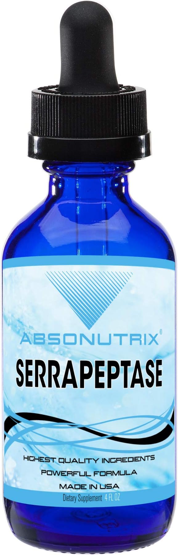 Absonutrix Serrapeptase Enzyme 583mg125000 spu 4 Oz Drops 118 Servings Made in USA Quick Absorption Quality Ingredients Third-Party Tested Non-GMO GMP Certified Cruelty Free Products
