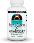 Source Naturals Acetyl L-Carnitine &amp Alpha-Lipoic Acid 650mg - 120 Tablets