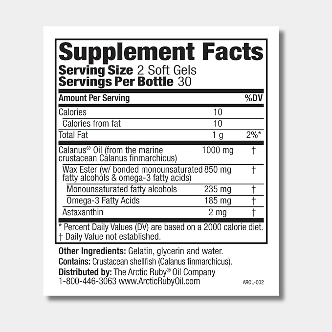 Arctic Ruby Oil - Omega 3 Supplement with Astaxanthin 2mg - Contains Essential Fatty Acids &amp Antioxidants - Supports Heart Brain Eye Skin Joint &amp Immune Health - 60 Softgels (2 Pack)