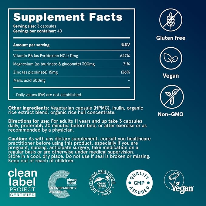 Puori Magnesium Complex Supplement - High Absorption Magnesium Taurinate &amp Gluconate Zinc Vitamin B6 &amp Malic Acid for Sleep Support Immune &amp Bone Health &amp Muscle Recovery - 240 Vega
